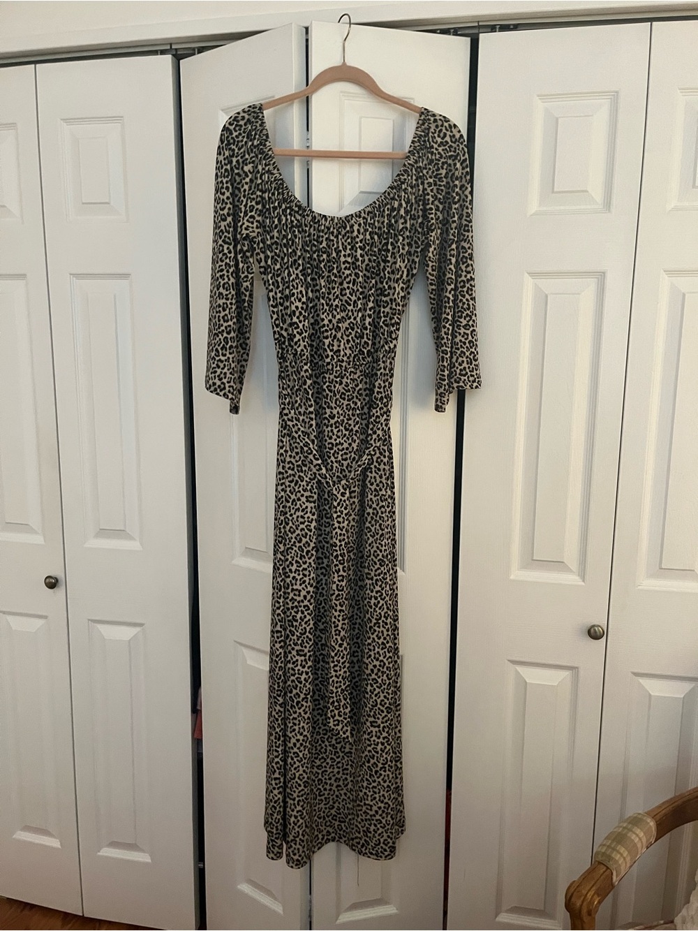 Michael Kors Leopard Print Maxi Dress - Beige and Black